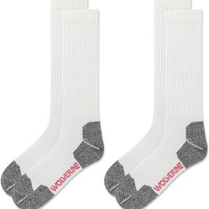 New Wolverine Men's White and Gray Crew Socks 2 pairs